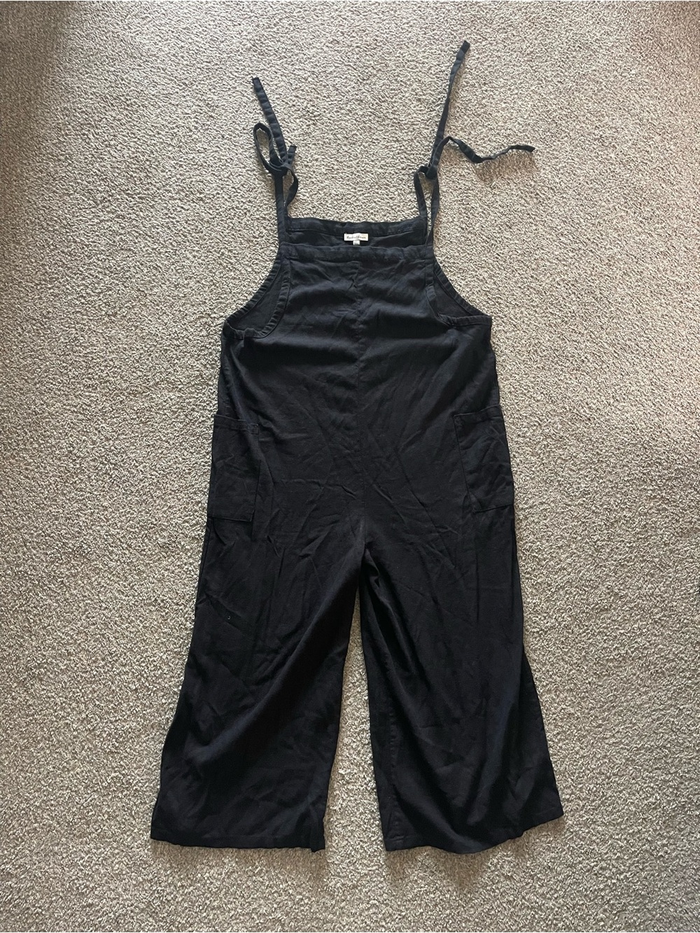 Black Women's Wide-Leg Jumpsuit with Tie Straps